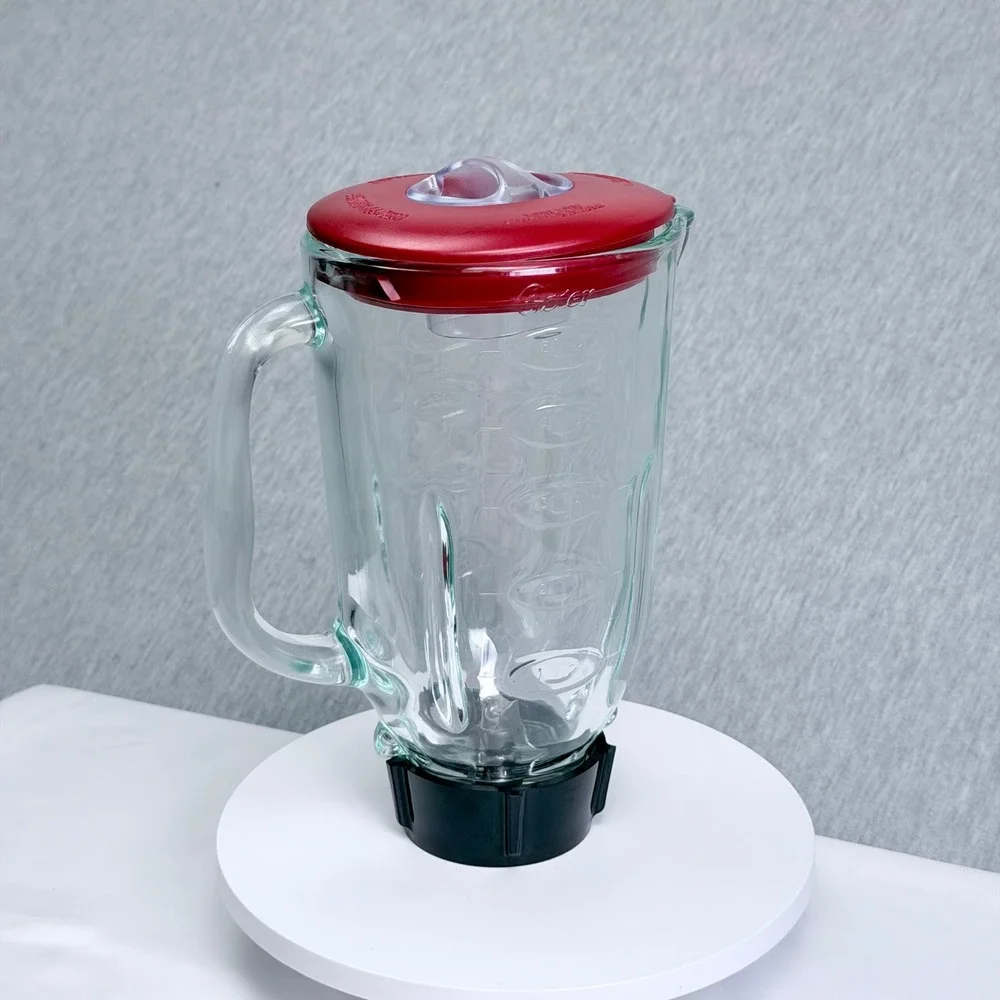 Osterizer Blender 5 Cup Glass Jar Pitcher Red Lid Blade Bottom Cap M124